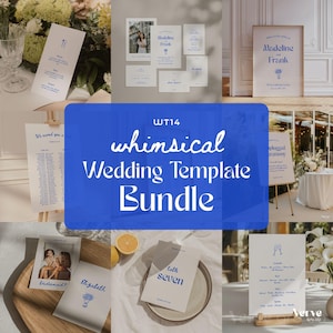 Whimsical Wedding Signage & Stationery Bundle, Modern Wedding Templates (Canva Template) (WT14)