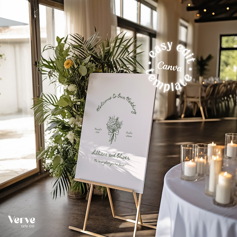 hand drawn welcome to our wedding sign template