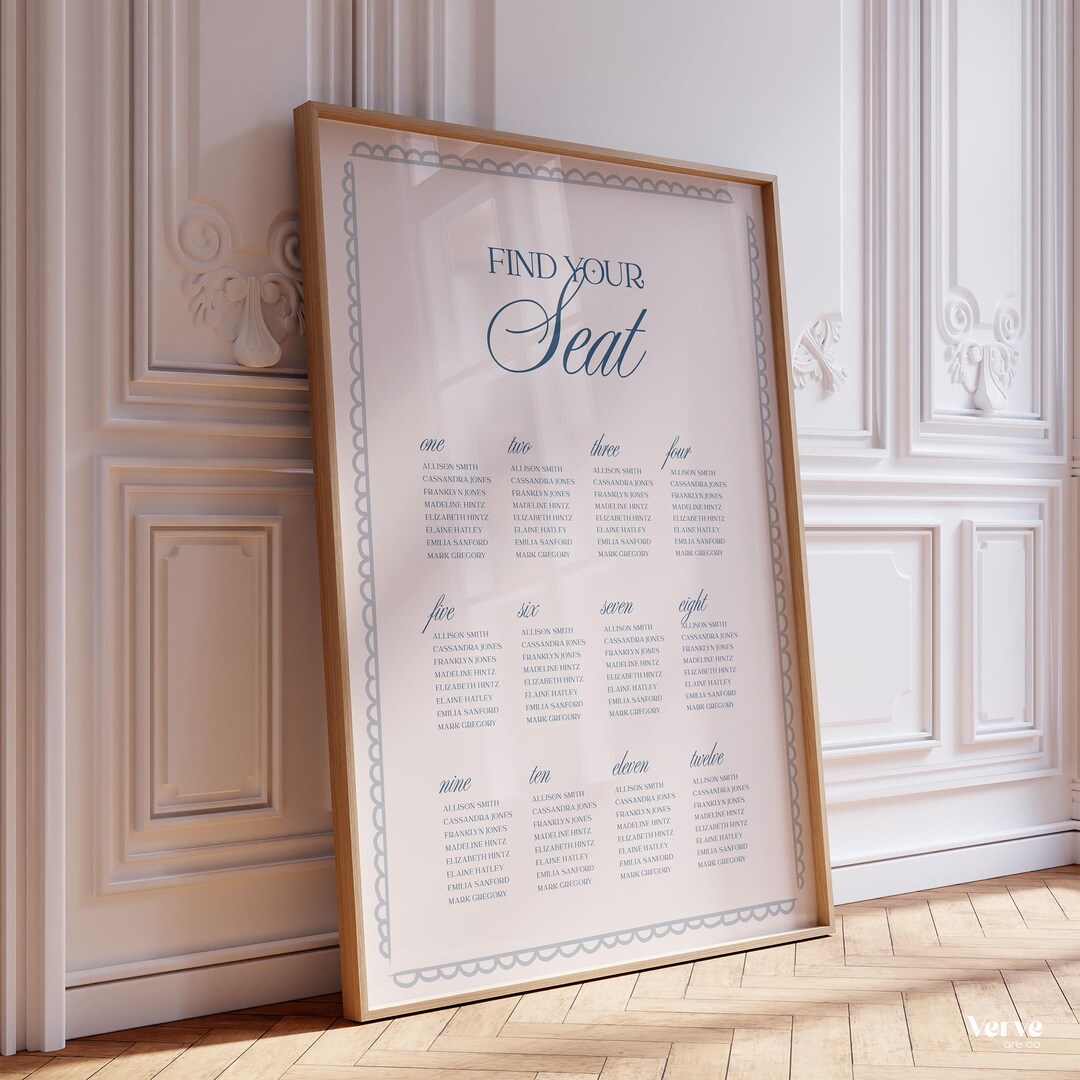 Vintage Wedding Seating Chart Sign With Hand Drawn Border (editable ...
