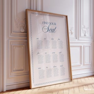 Letrero vintage para plano de mesas de boda con borde dibujado a mano (plantilla editable de Canva) (WT24)