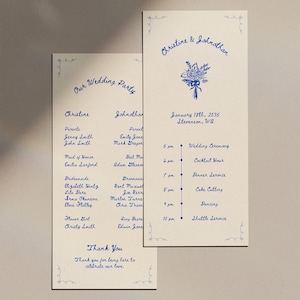 Programa de boda dibujado a mano, cronograma de boda / Plantilla de Canva
