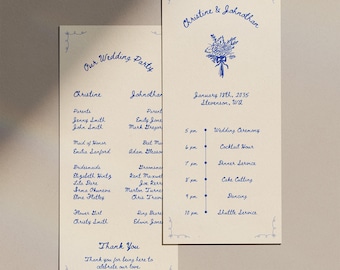 Hand Drawn Wedding Program, Wedding Timeline | Canva Template