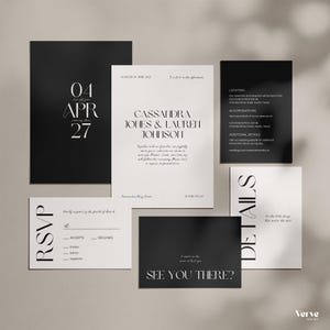 Fun Modern Wedding Invitation Suite: Invite, Details Card, RSVP Card (Canva Templates) (WT09)