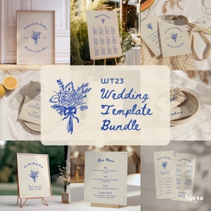 Handgezeichnetes Hochzeitsschild-Bündel, wunderliche Hochzeitsvorlage, künstlerisches Hochzeits-Briefpapier, Canva Vorlagen, WT23