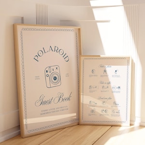 Vintage Photo Guest Book Signs, Instax Polaroid Instruction Template (Editable Canva Template) (WT24)
