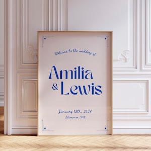 Modello di cartello di benvenuto per matrimonio stravagante, design in stile scrittura a mano vintage, segnaletica di benvenuto per matrimonio, modello Canva, WT08