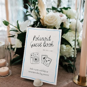 Whimsical Polaroid Guest Book Sign with Instax Directions, Photo Guest Books