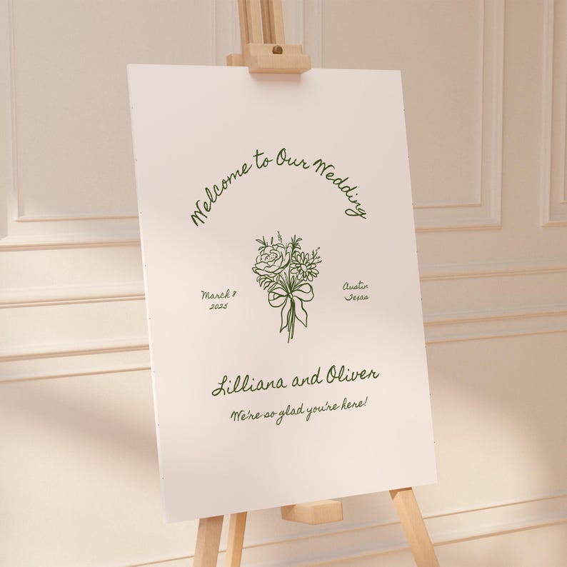 hand drawn wedding welcome sign