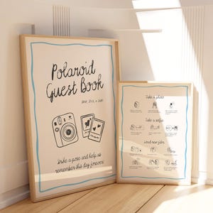 Whimsical Polaroid Guest Book Sign with Instax Directions, Photo Guest Books
