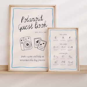 Whimsical Polaroid Guest Book Sign with Instax Directions, Photo Guest Books