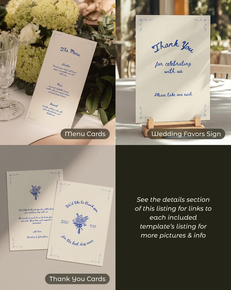 Whimsical Wedding Signs Bundle, Hand Drawn Signage and Stationery Template Bundle (Canva Templates) (WT23) image 7