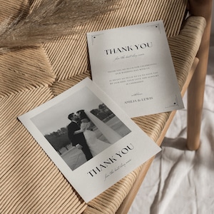 Modèle de carte de remerciement de mariage minimaliste avec photo, Merci élégant avec photo, 5 x 7, 4 x 6, A5, A6, modèle de toile, WT12
