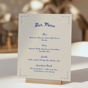 Handgezeichnete Hochzeit Bar Menü Schild Vorlage, Bunte Hochzeit Getränkekarte, Skurrile Hochzeit Beschilderung, Bar Schild, Canva Vorlage, WT23
