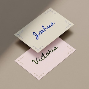 Hand Drawn Wedding Name Cards, Wedding Placecards, Place Card Canva Templates
