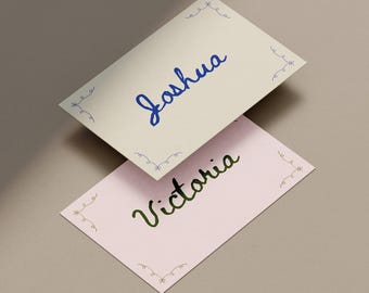 Hand Drawn Wedding Name Cards, Wedding Placecards, Place Card Canva Templates