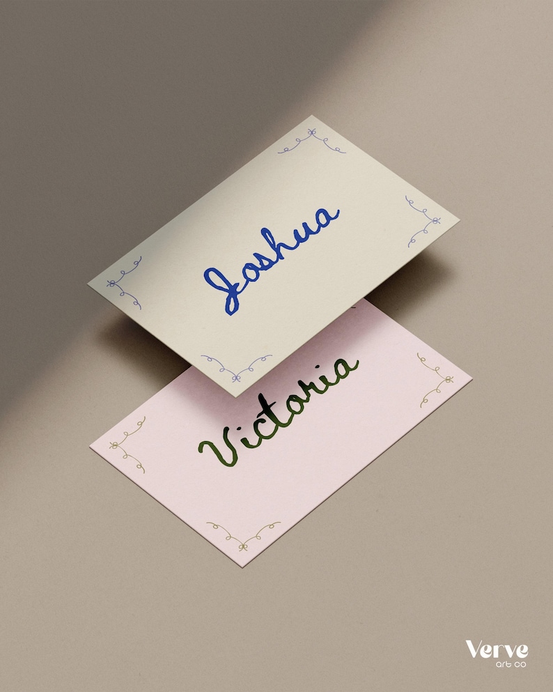 Hand Drawn Wedding Name Cards, Wedding Placecards, Place Card Canva Templates