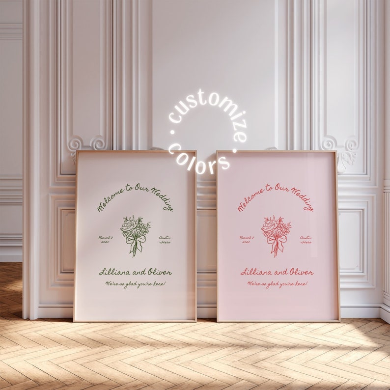 welcome to our wedding sign canva template