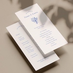 Handwritten Wedding Programs Canva Template, Whimsical Wedding Order of Events, Timeline (WT22)