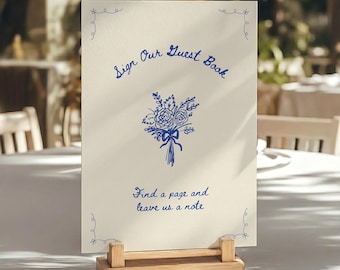 Hand Drawn Wedding Guest Book Sign Template (Canva Template) (WT23)