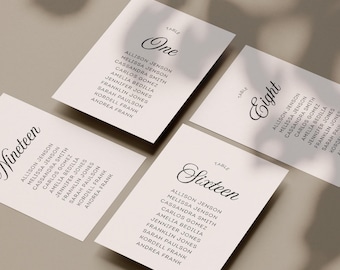 Rustic Seating Chart Cards, Old Money Wedding Mirror Seating Charts, Editable Canva Template (WT37)