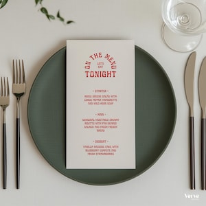 Retro Hochzeitsmenü Vorlage, Menükarte zum Ausdrucken, Buntes Hochzeitsmenü Dankkarte, Dankkarte, Spaß Hochzeit, Canva, 4x9, 4x8, WT42