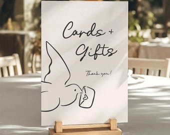 Handgezeichnete Hochzeitskarten und Geschenke Tischschild Vorlage (Canva Template) (WT11)