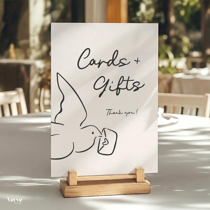 Hand Drawn Wedding Cards and Gifts Table Sign Template (canva Template ...