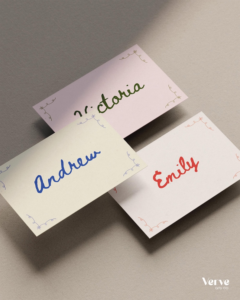 Hand Drawn Wedding Name Cards, Wedding Placecards, Place Card Canva Templates image 9