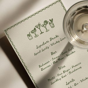 Illustrated Wedding Bar Menu Sign, Whimsical Drink Menu, Editable Canva Template