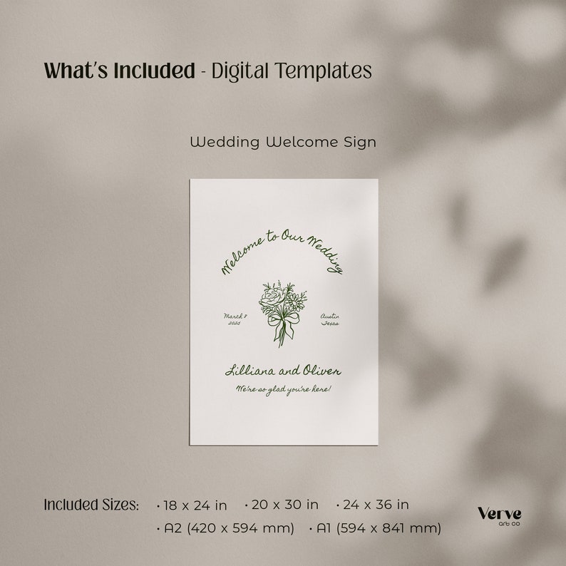 size options for wedding welcome signs
