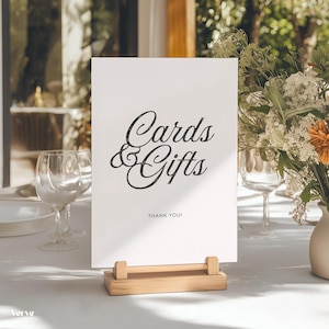 Plantilla para letrero de tarjetas y regalos, elegante letrero para caja de tarjetas de boda, diseño rústico y original, plantilla de Canva, WT37