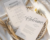 Wedding Welcome Bag Card, Weekend Itinerary Timeline, Welcome Note (Canva Template) (WT15)