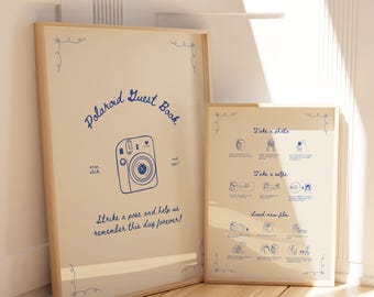 Whimsical Polaroid Guest Book Sign with Instax Instructions (Canva Template) (WT23)