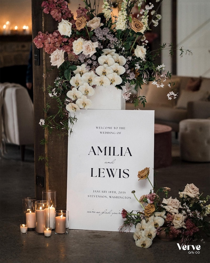 Modern Welcome to the Wedding of Sign, Elegant Canva Template (WT12 ...