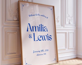 Modello Canva per cartello di benvenuto per matrimonio vintage (WT08)