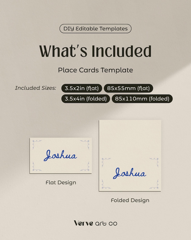 Hand Drawn Wedding Name Cards, Wedding Placecards, Place Card Canva Templates image 5