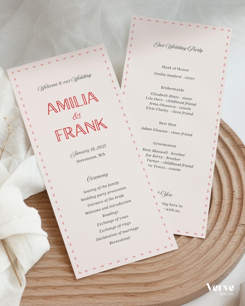 Fun Wedding Programs Canva Template, Wedding Timeline, Ceremony Program (WT36) image 9