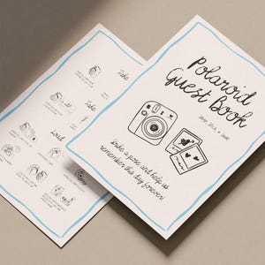 Whimsical Polaroid Guest Book Sign with Instax Directions, Photo Guest Books (Canva Template) (WT43) image 9