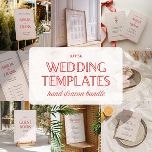 Hand Drawn Wedding Signs & Stationery Bundle (Canva Templates) (WT36)