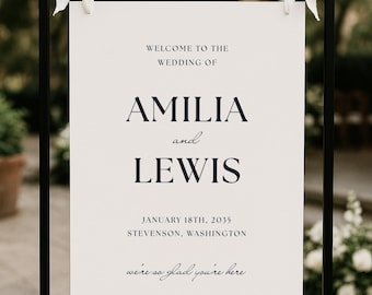 Modern Welcome to The Wedding Of Sign, Elegant Canva Template (WT12)