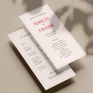Canva-sjabloon voor leuke trouwprogramma's, tijdlijn bruiloft, ceremonieprogramma (WT36)