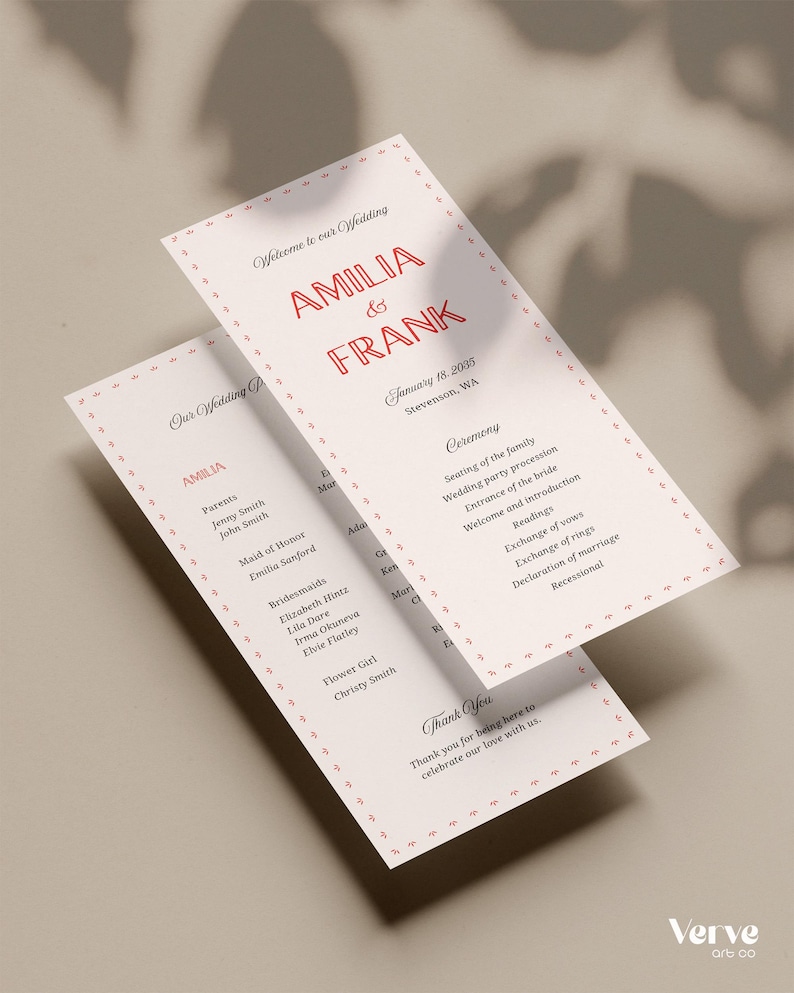 Fun Wedding Programs Canva Template, Wedding Timeline, Ceremony Program