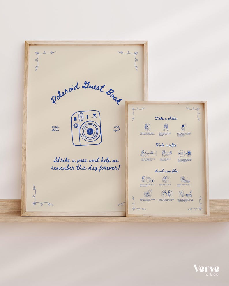 Whimsical Polaroid Guest Book Sign with Instax Instructions (Canva Template) (WT23) image 11