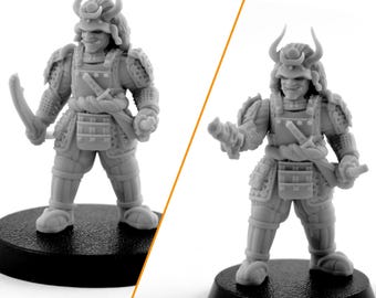 Samurai Commander || 1 Modular Miniature || 3D Printed || 28mm Heroic Scale || Tabletop Wargaming || Historical, Dieselpunk