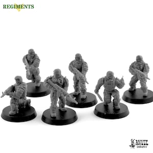 Zone Mercenaries - Male || 6 Modular Miniatures || 3D Printed || 28mm Heroic Scale || Tabletop Wargaming || Modern,Post-Apocalypse,Zona Alfa