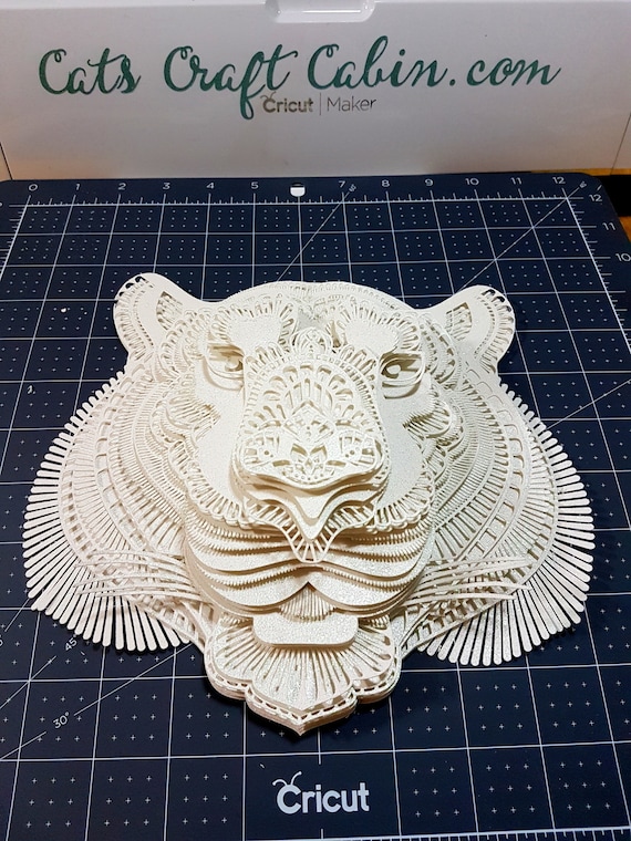 Tiger Face Head Personalised Layered Papercut Wall Art Gift