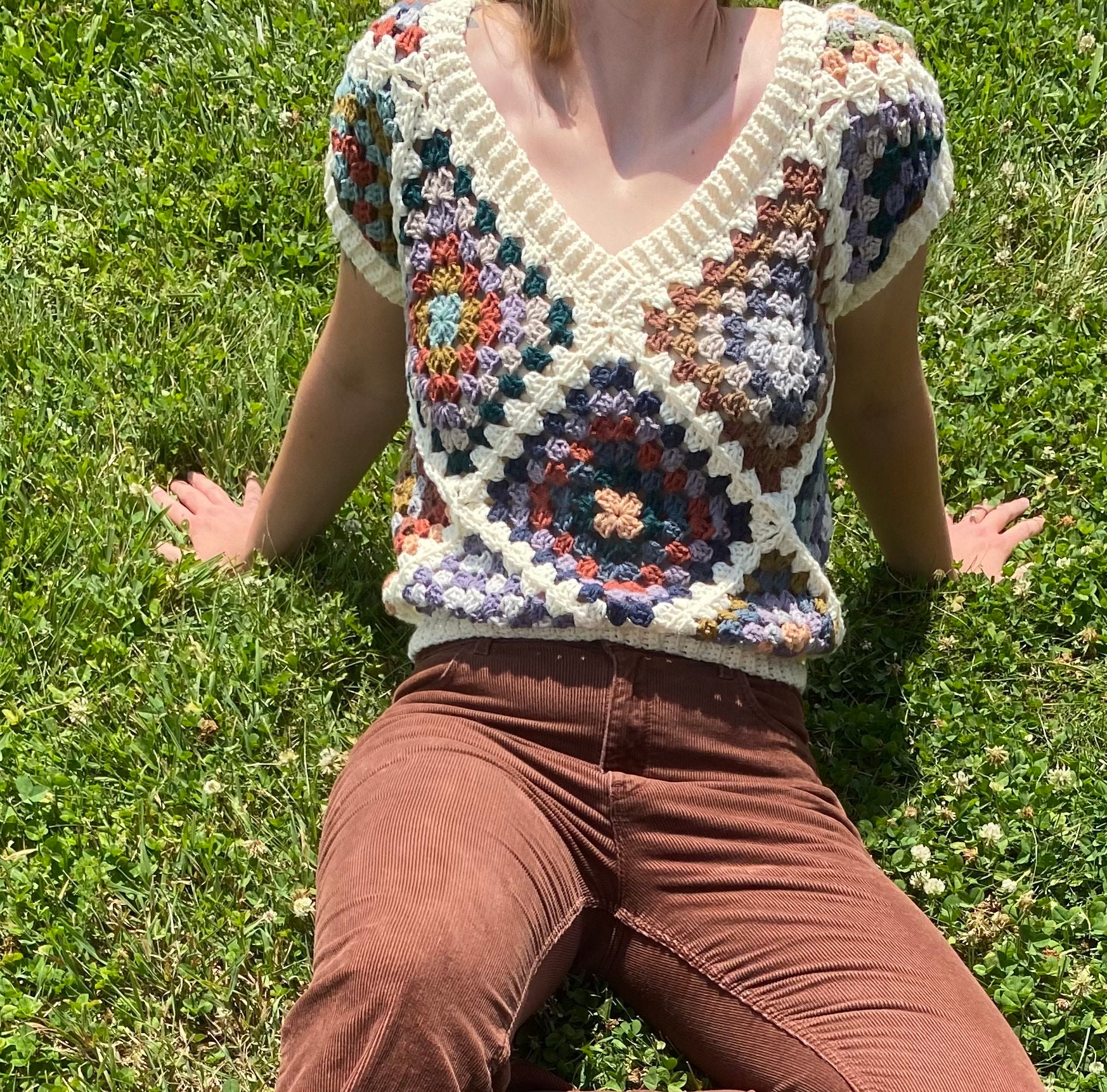 トップス yoke Crochet Knit Shirt SIZE2 Sylvan Yoke – Crochet Pattern for DK weight Top-Down
