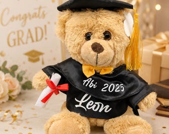 Oso de peluche personalizado para graduación 2026 con nombre | Regalo de graduación | Regalo para graduados de secundaria | Oso de peluche con birrete de graduación