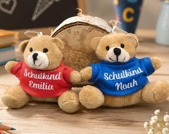 Llavero personalizado de osito de peluche para escolares con nombre | Regalo de regreso a clases | Osito de peluche para cono de helado y cono de dulces | Primer día de clases