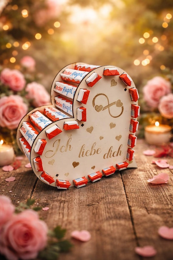 Kinderriegel Herz Schokoriegel Laserdatei für Valentinstag, Liebe & Hochzeitsgeschenk - 14xBundle 3mm, 4mm Holz SVG, DXF inkl. Gewerbelizenz